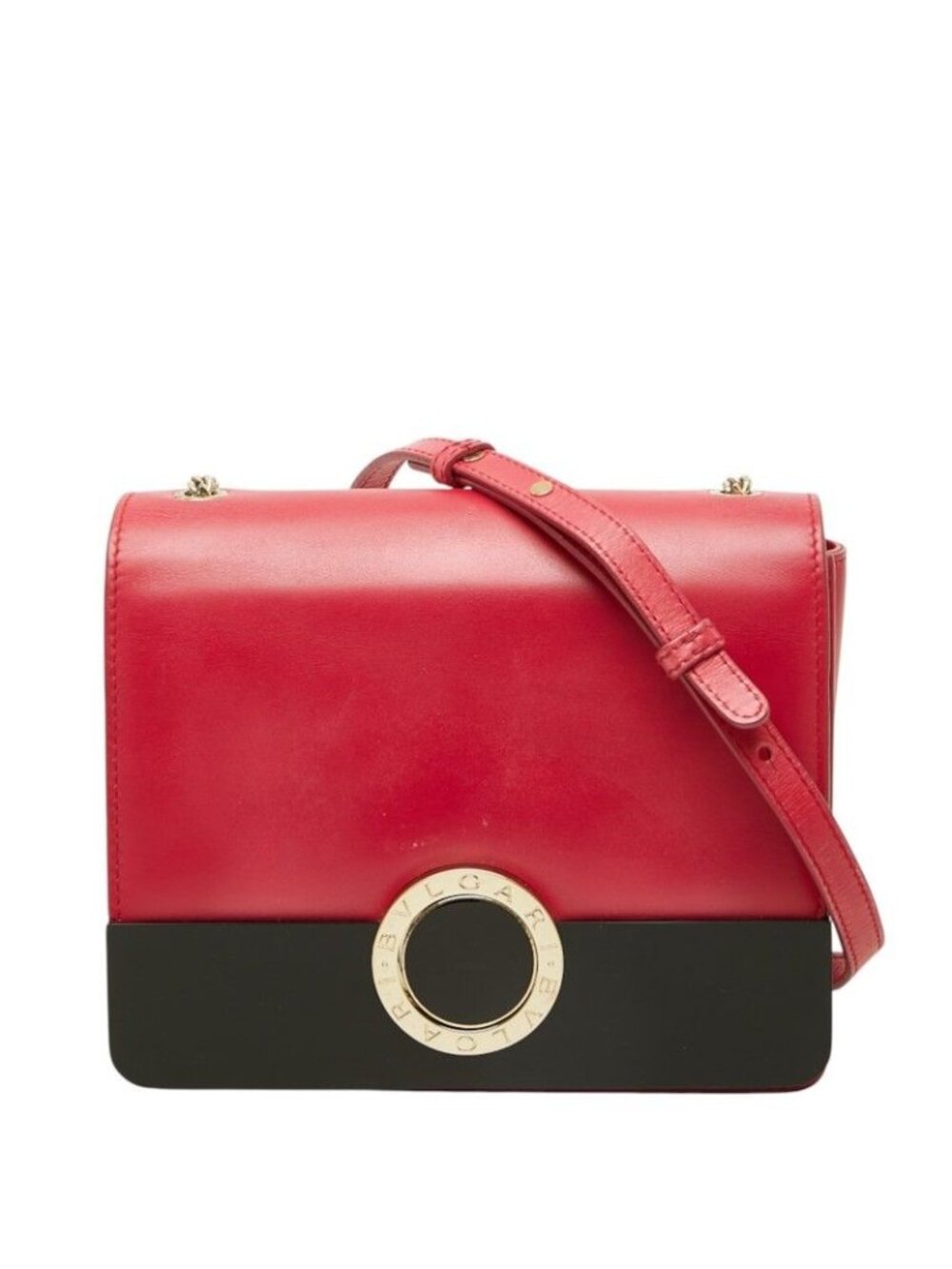 Bvlgari Crossbody Chain Shoulder Bag Red Pink Leather
